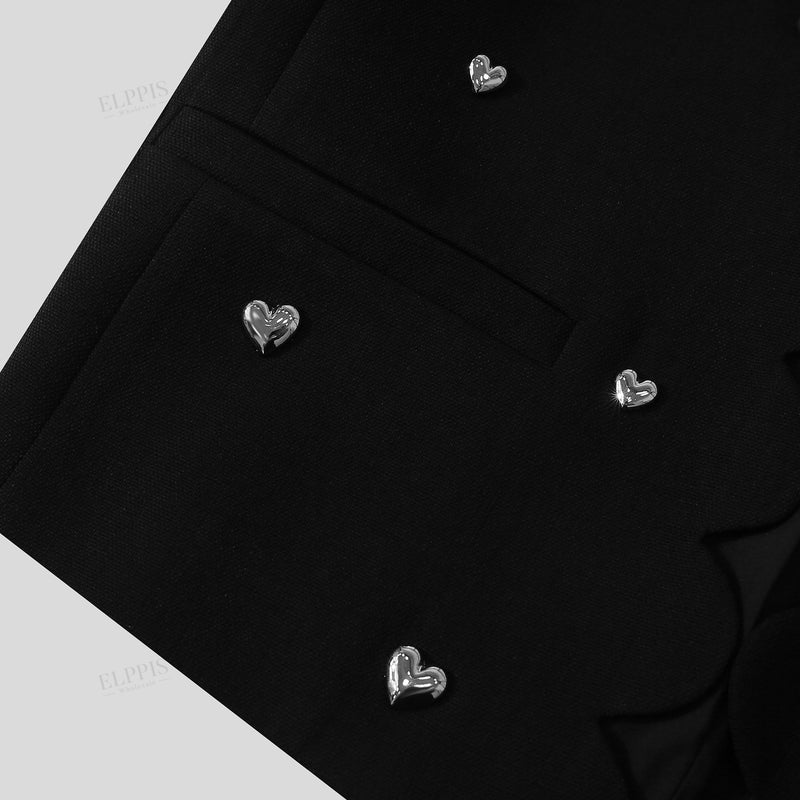 WZTA1356 3D Hearts Embellished Crop Jacket Outerwear