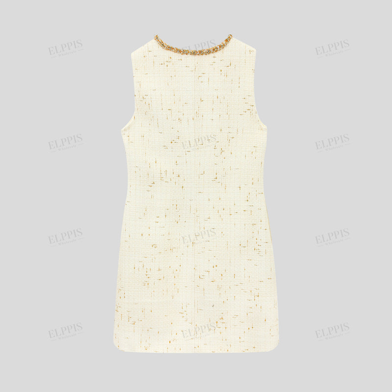 WZBA1240 Tweed Sleeveless Short Dress