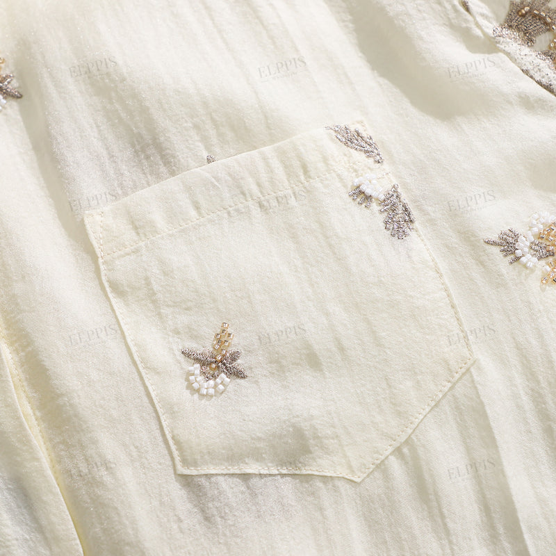 WZUA1242 Embroidered Shirt and Shorts Set