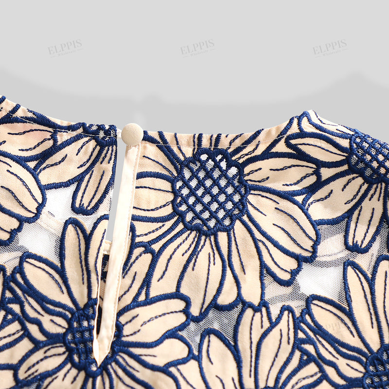 WZUA1016 Embroidered Top and Pants set