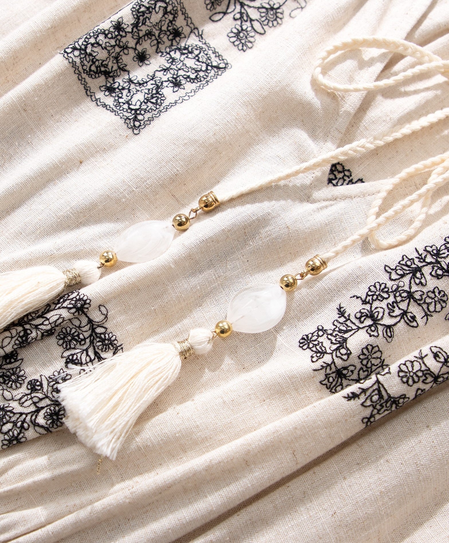 BA1047-Embroidered Boho Peasant Midi Dress