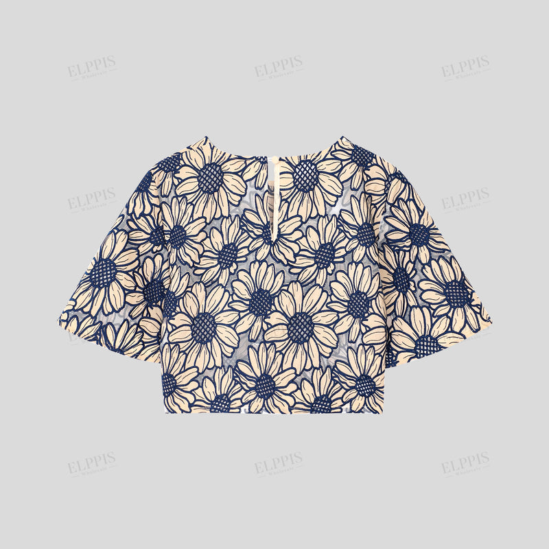 WZUA1016 Embroidered Top and Pants set