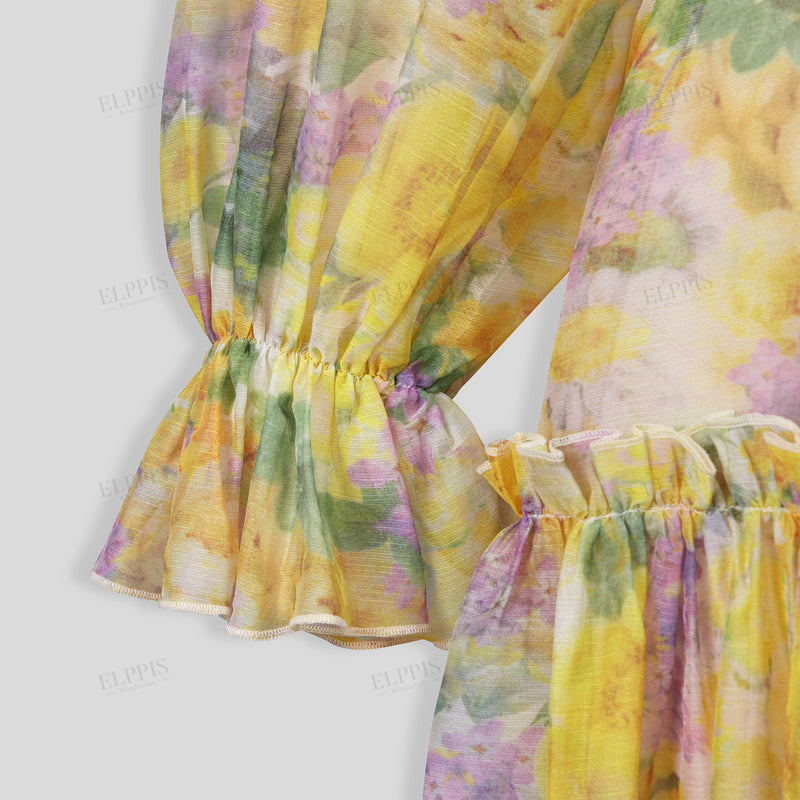 WZBA1076 Chiffon Floral Short Dress