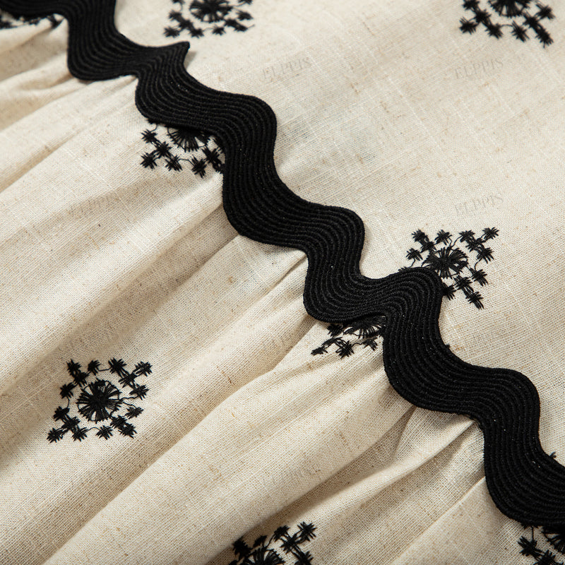WZBA1048 Embroidered Linen-Cotton Camisole Dress