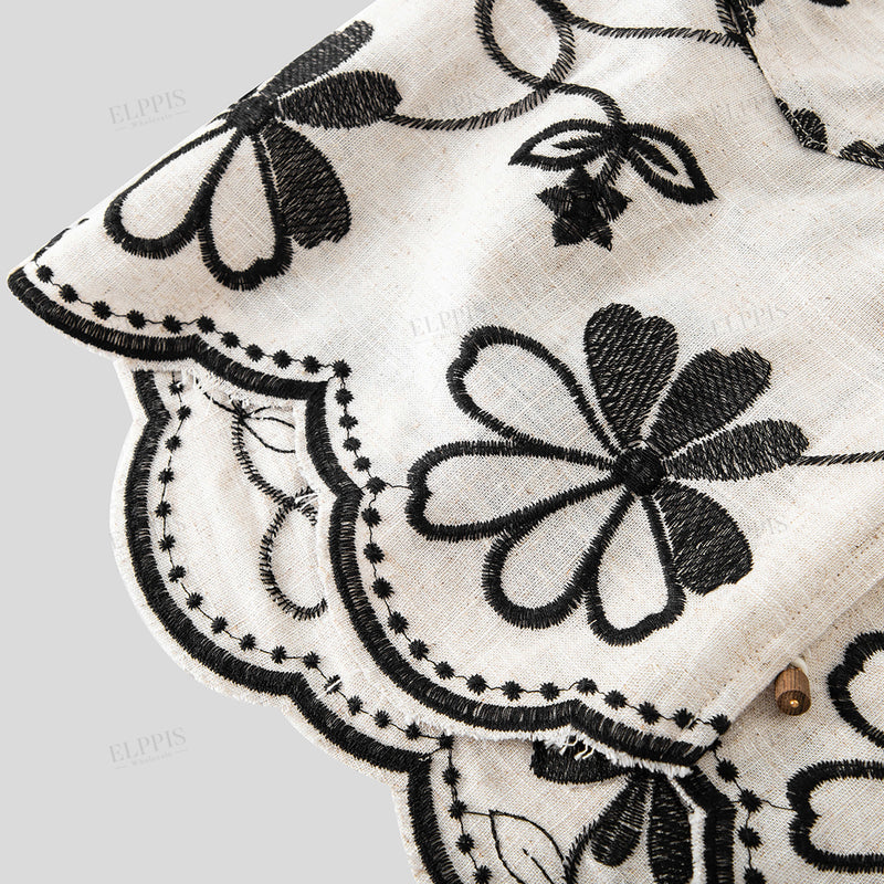 WZTA1179 Floral Embroidered Sleeveless Shirt