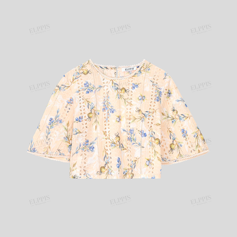 WZUA1024 Floral Lace Top and Pants Set