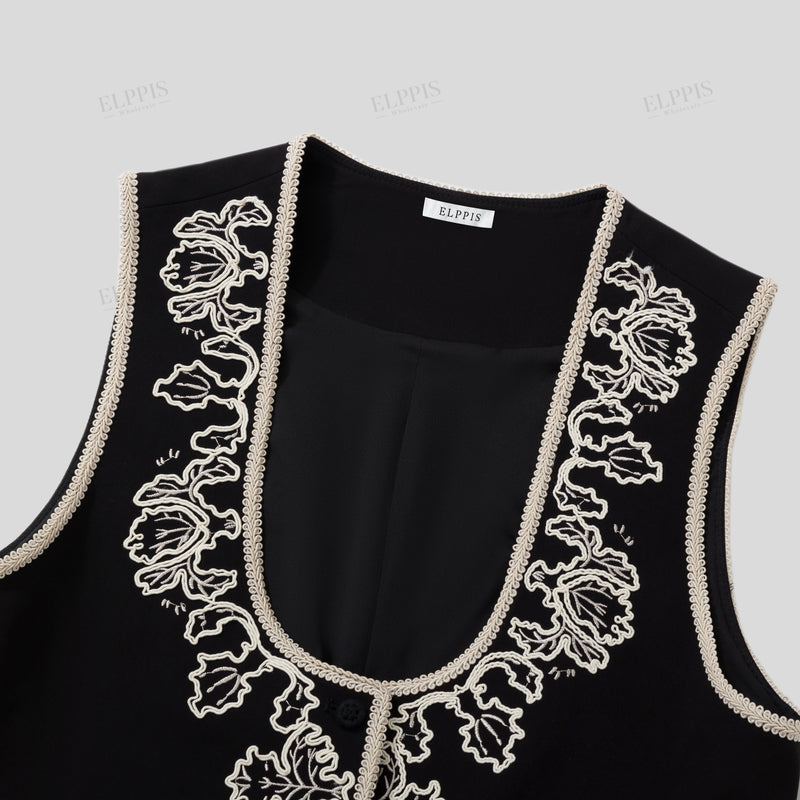 WZTA1192 Coconut Tree Embroidered Tank Top