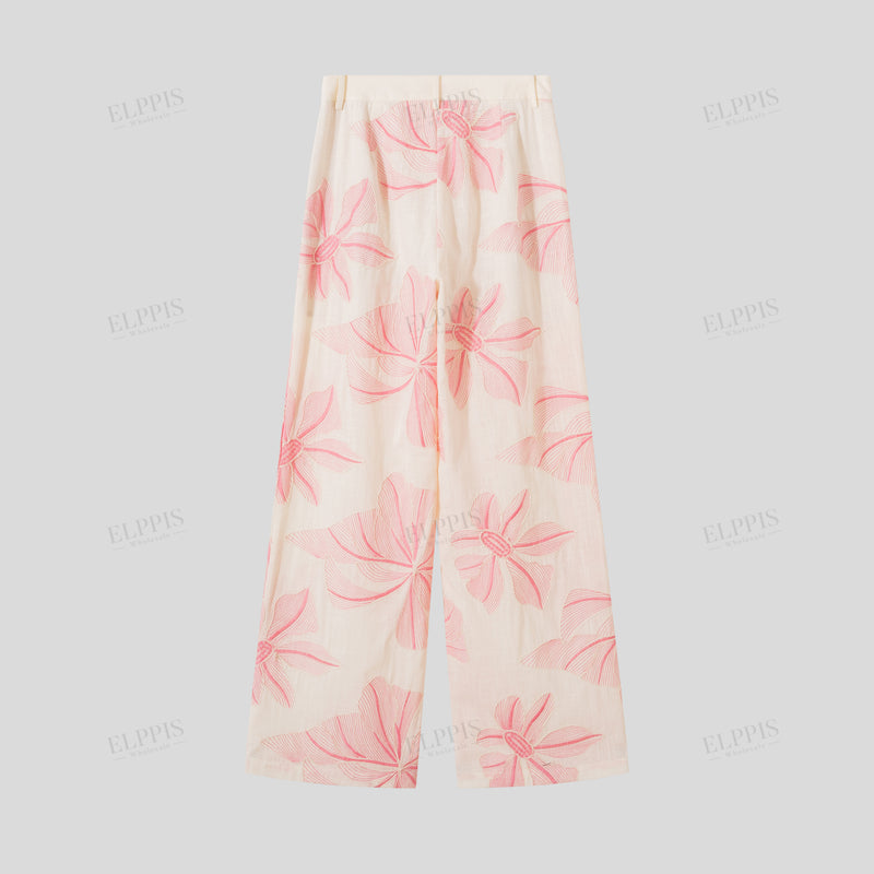 WZUA1437 Floral Embroidery Vest and Pants Set