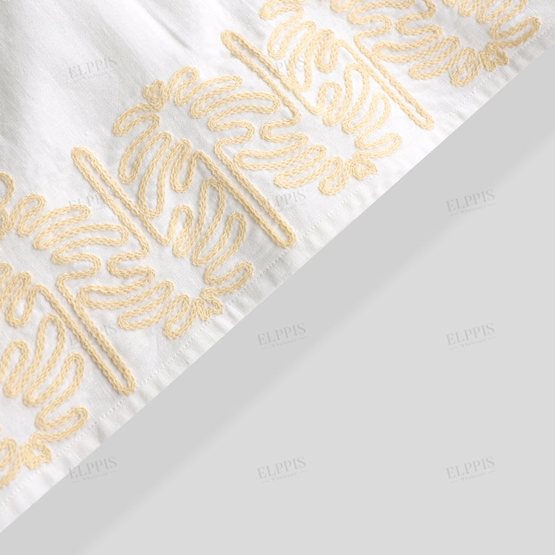 WZBA1057 Cotton-linen Embroidered Short Dress