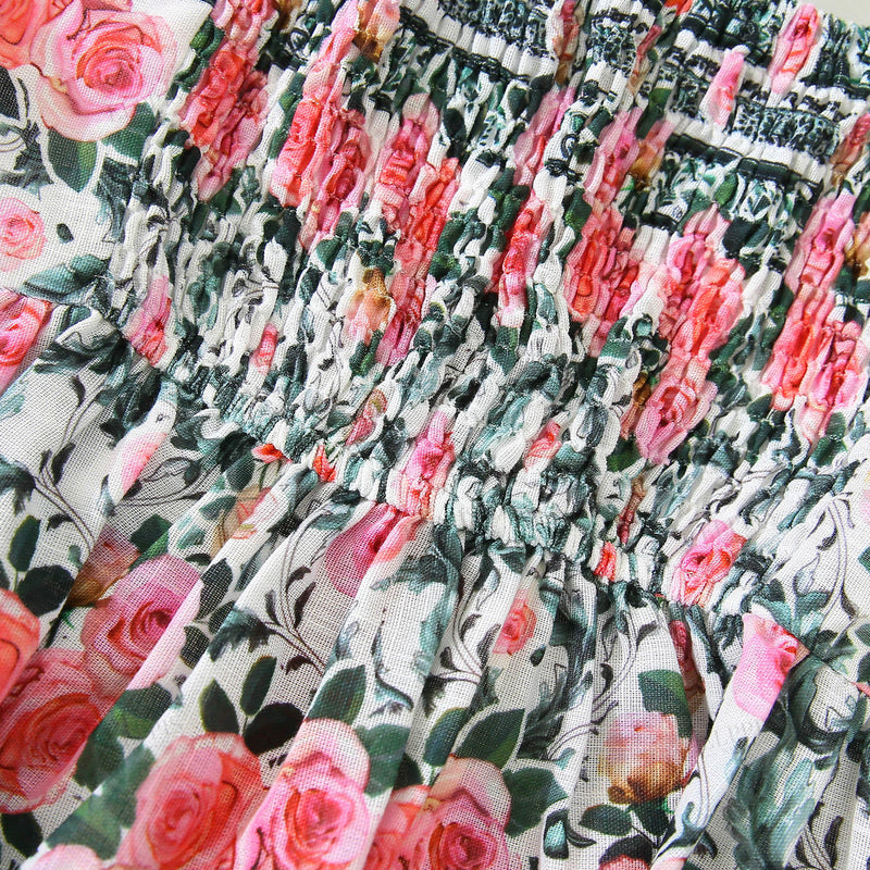 WZTA1141 Rose Prints Ruffle Camisole Top