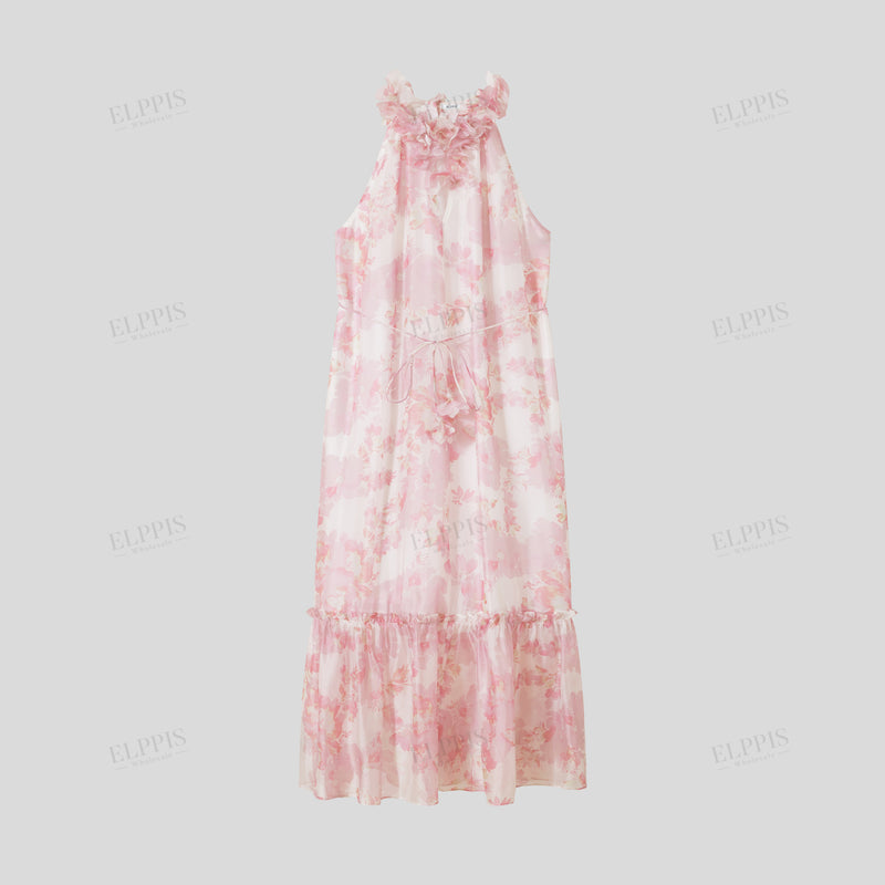 WZBA1196 Chiffon Floral Sleeveless Dress