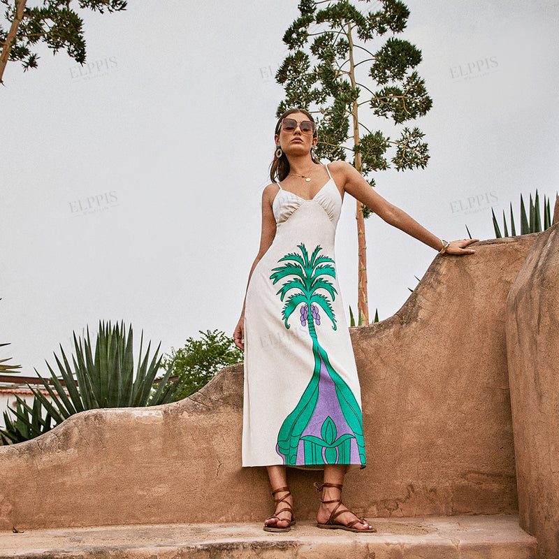 WZBA1374 Tropical Prints Cami Long Dress