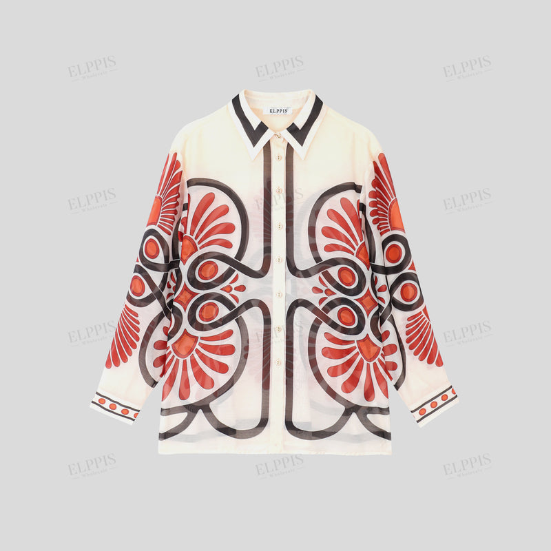 WZUA1358 Geo Prints Shirt and Shorts Set