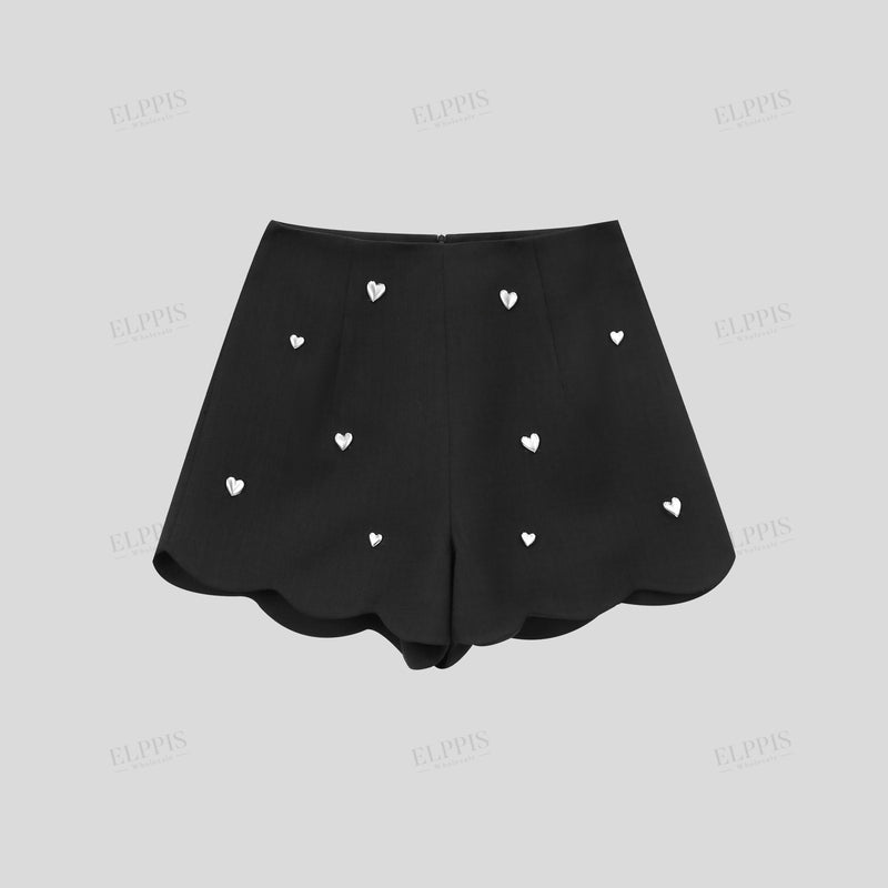 WZPA1457 3D Hearts Dressy Shorts