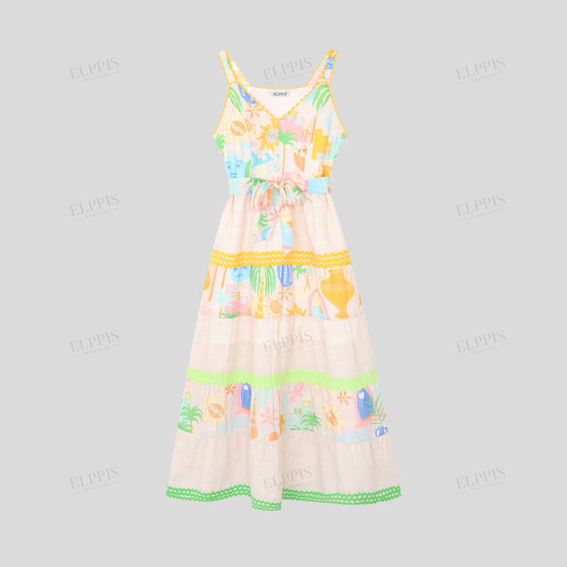WZBA1269 Tropical Sleeveless Long Dress