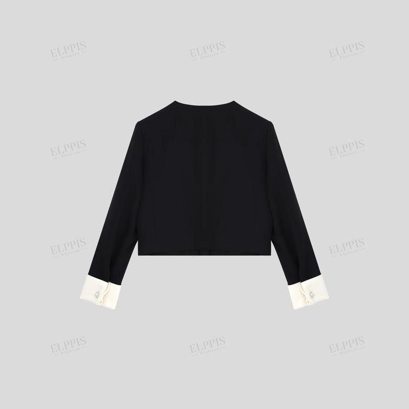 WZUA1408T Rhinestones Crop Jacket Outerwear