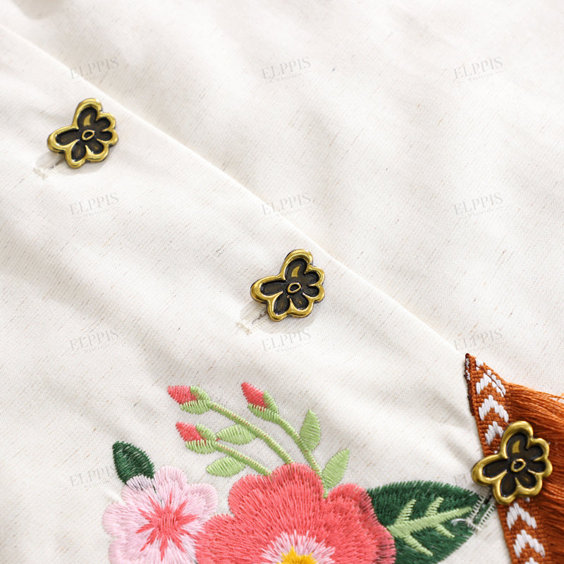 WZUA1274 Embroidered Flower Vest and Shorts Set