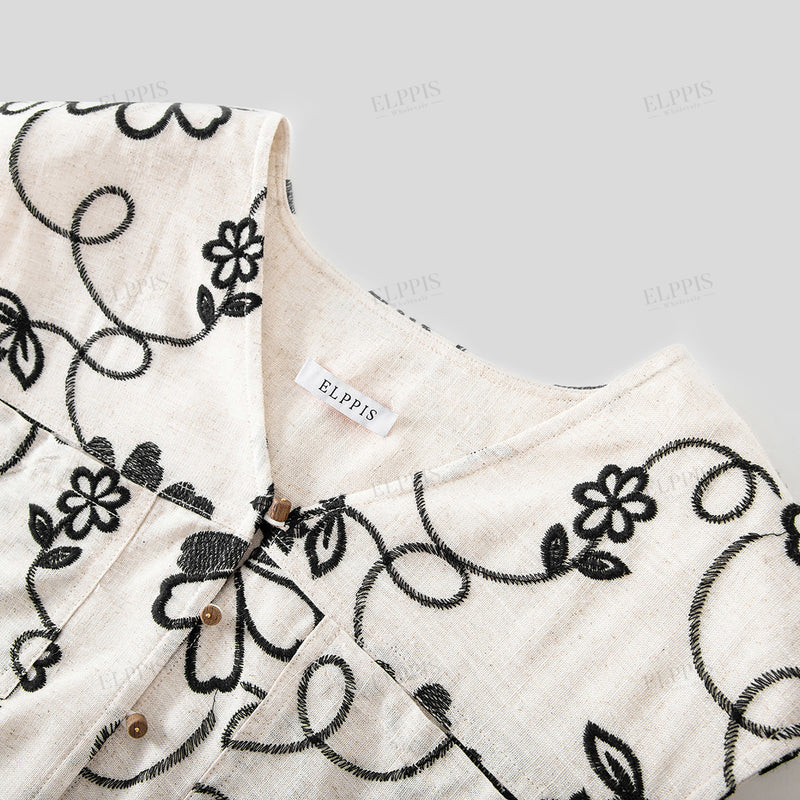 WZTA1179 Floral Embroidered Sleeveless Shirt