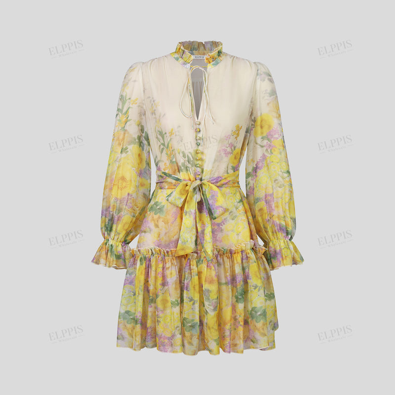 WZBA1076 Chiffon Floral Short Dress