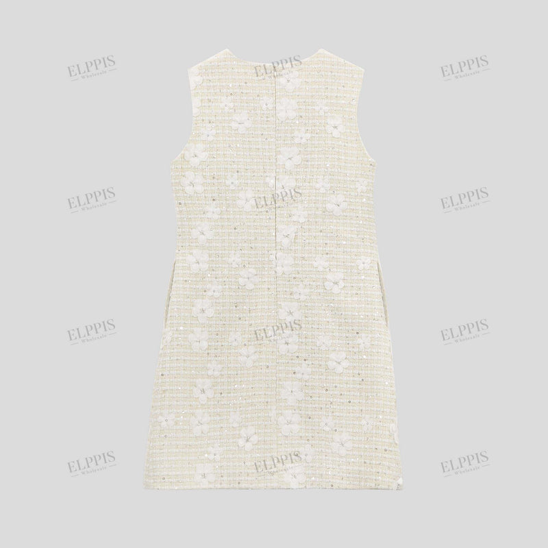 WZBA1447 Quilted 3D Flower Short Dress