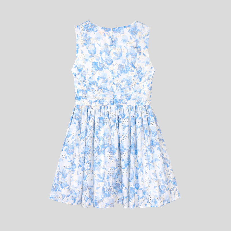 WZBA1009 Eyelets Embroidery Floral Short Dress