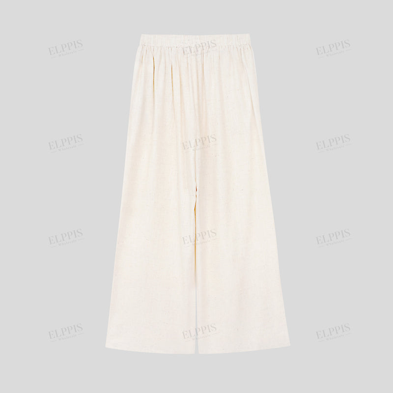 WZUA1318 Lace Hem Crop Top and Pants Set