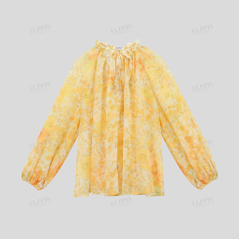 WZTA1288 Floral Blouse Long Shirt