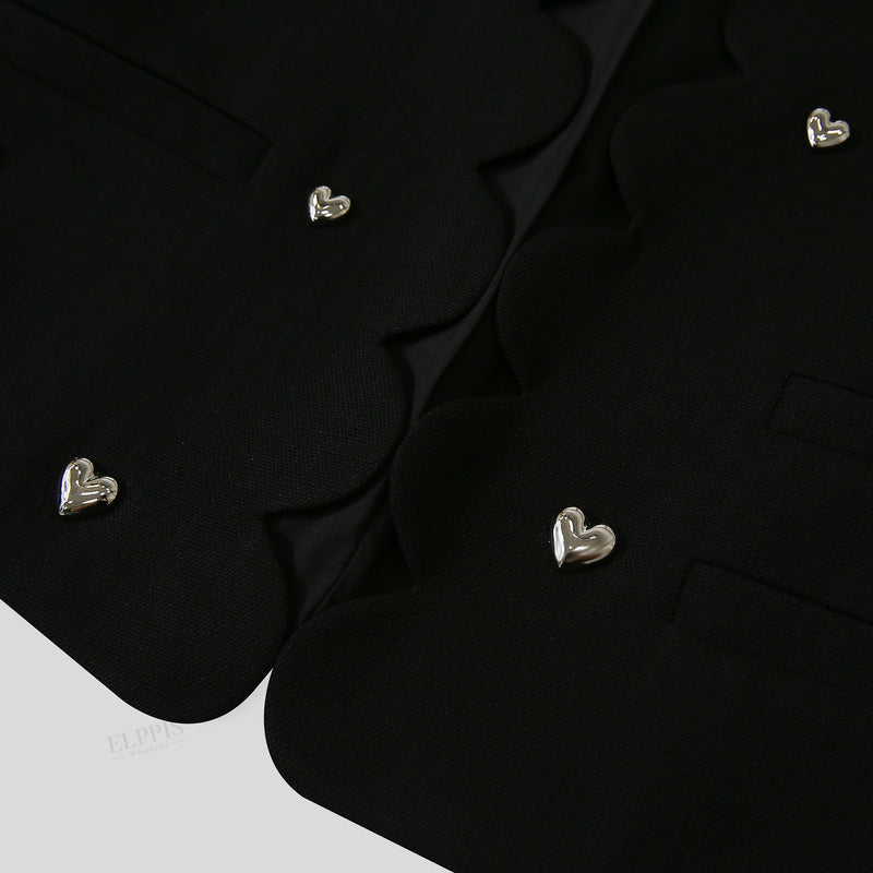 WZTA1356 3D Hearts Embellished Crop Jacket Outerwear