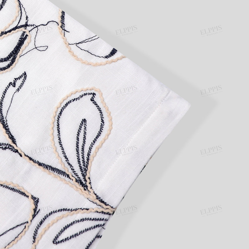 WZUA1108 Floral Embroidery Shirt and Shorts Set