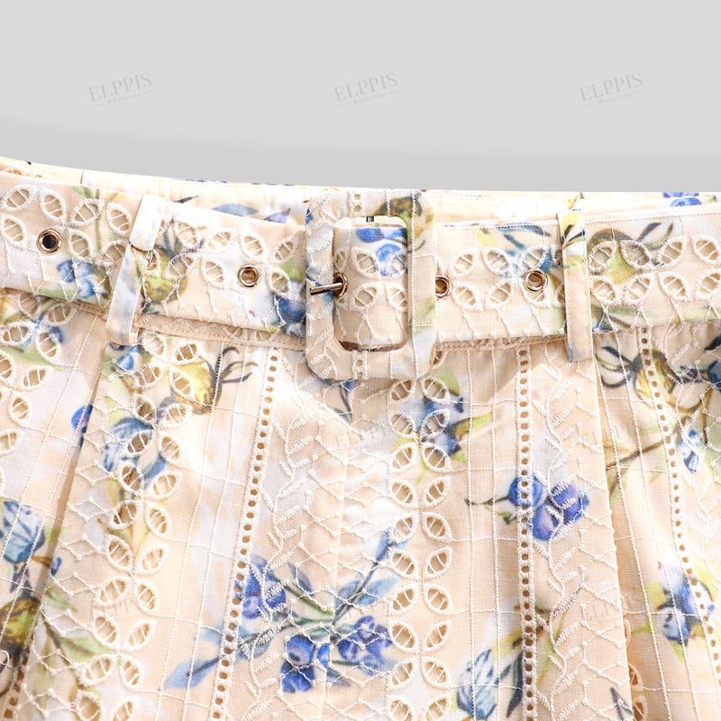 WZUA1024 Floral Lace Top and Pants Set