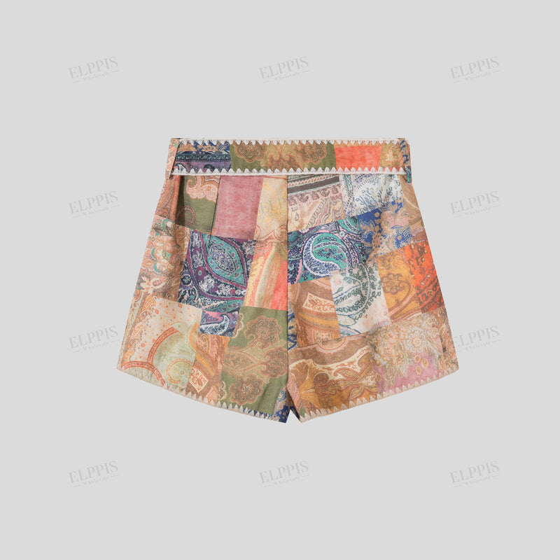 WZUA1299 Boho Shirt and Shorts Set