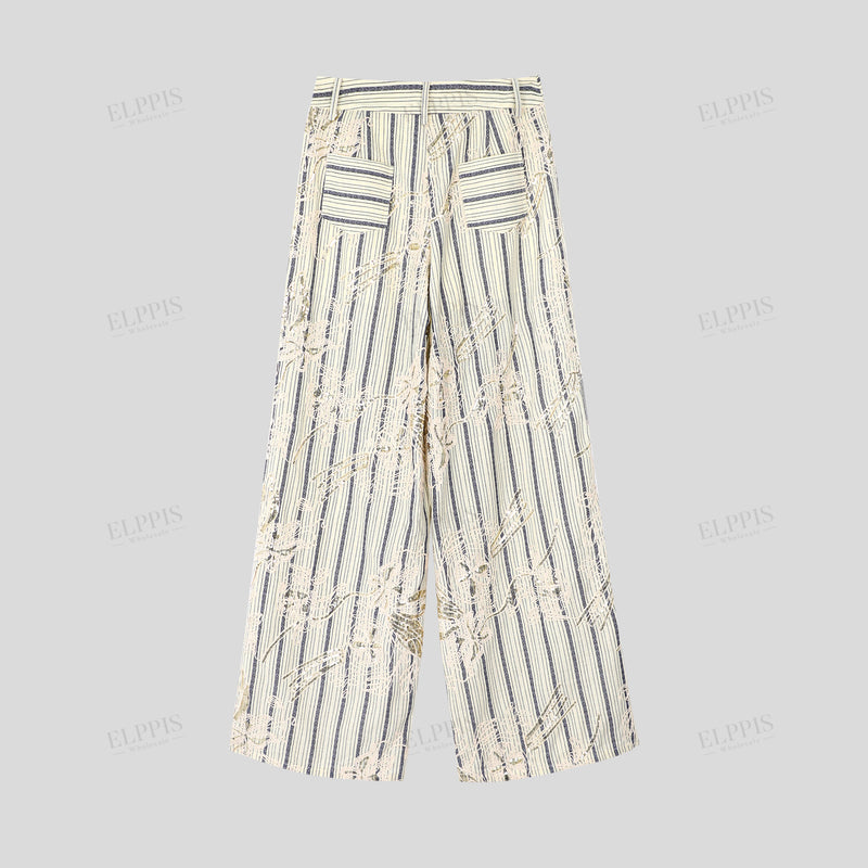 WZUA1113 Striped Vest and Pants Suit Set