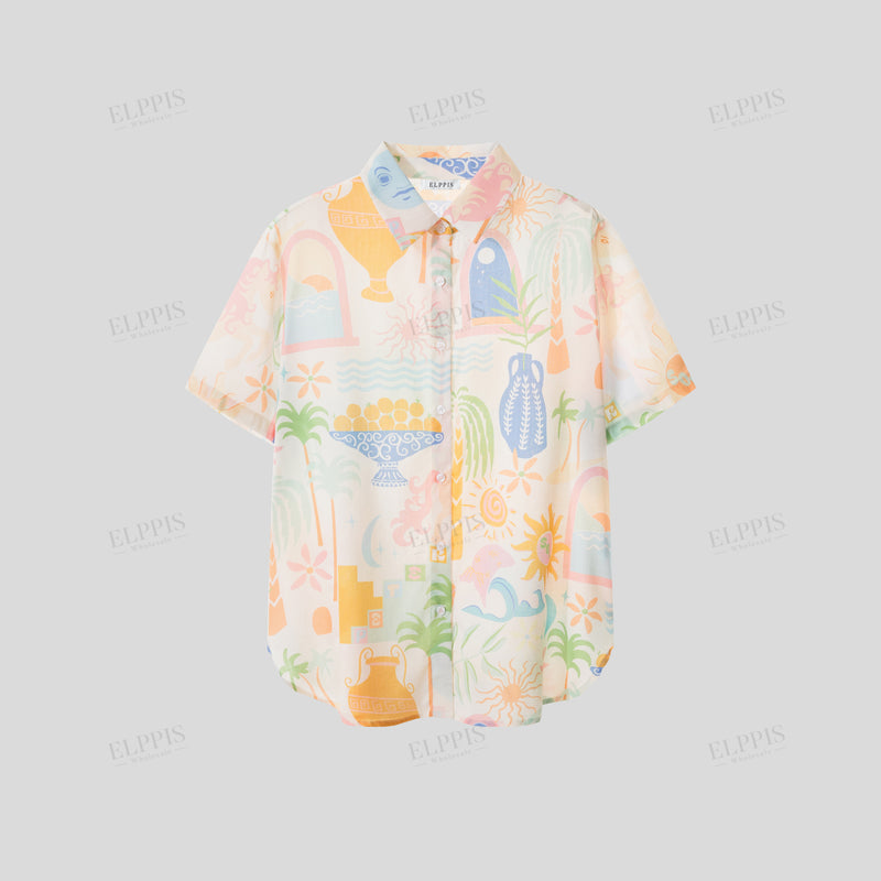 WZTA1344 Tropical Prints Short Sleeve Shirt