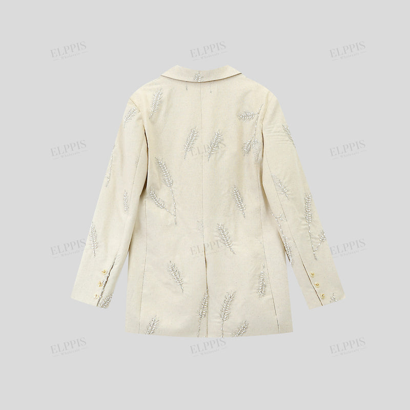 WZTA1225 Cotton-Linen Sequins Blazer Outerwear