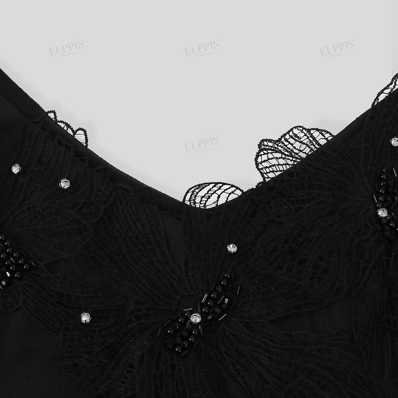 WZBA1119 Lace Beaded Slip Long Dress
