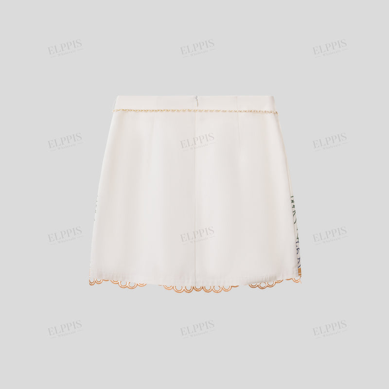 WZQA1157 Tropical Embroidery Short Skirt
