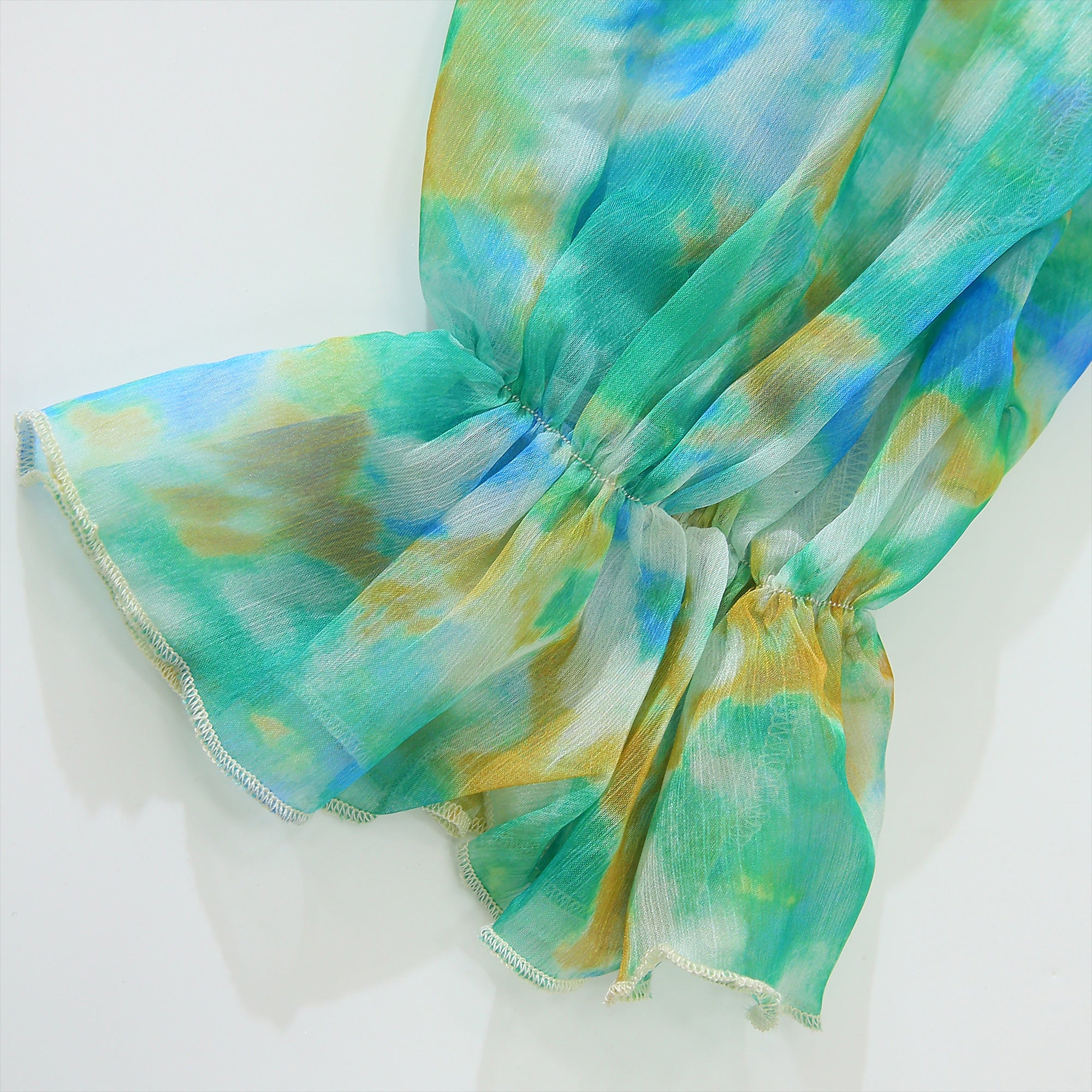 WZBA1083-Watercolor Print Chiffon Mini Dress