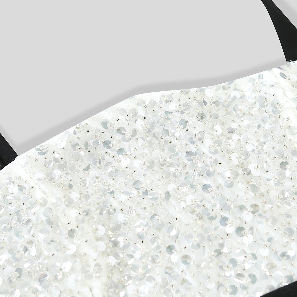 WZBA1120-Sequin Contrast Mini Dress