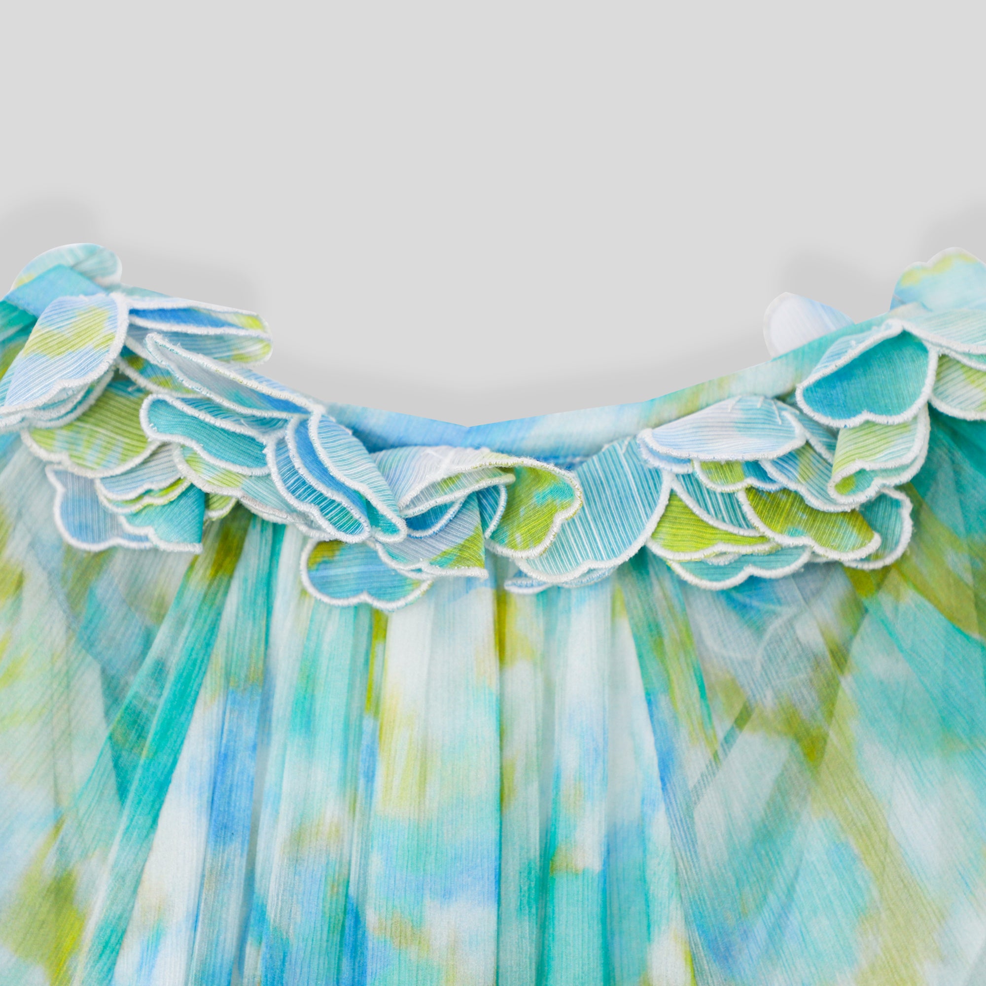 WZBA1084-Watercolor Print Chiffon Mini Dress