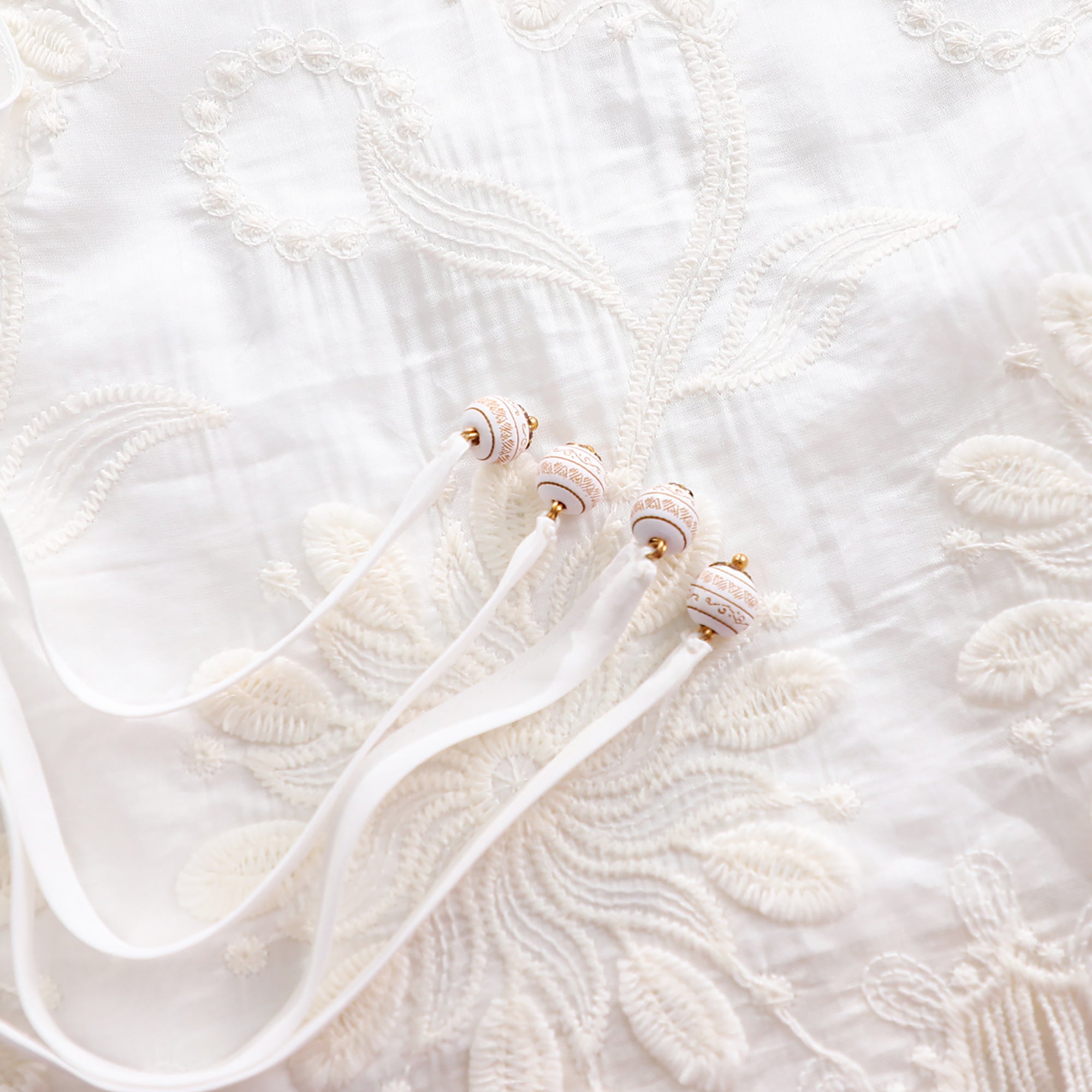 WZUA1036-Sheer Embroidered Lace Pants Set