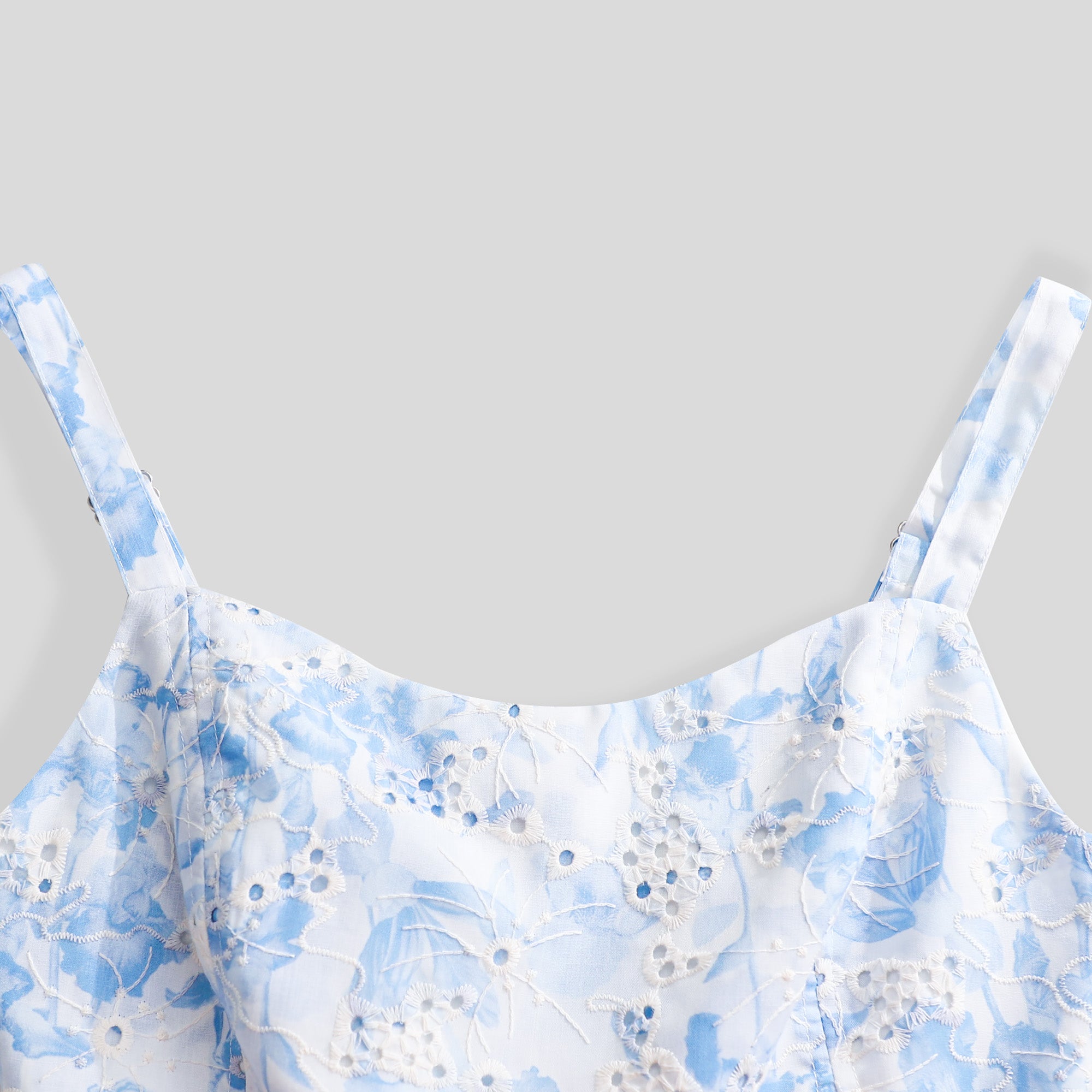 WZUA1008- Eyelet Lace Cami Crop and Pants Set