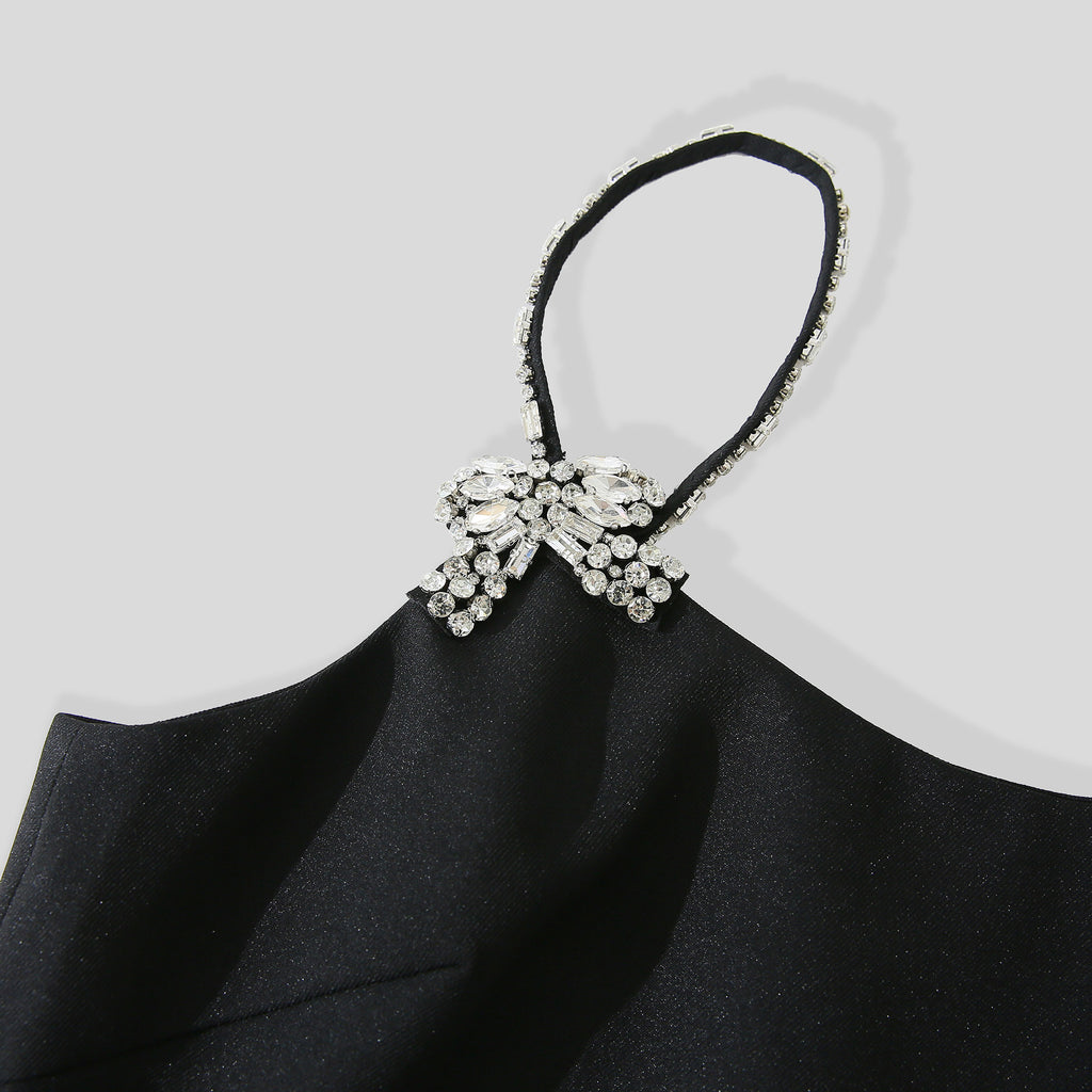 WZBA1121-Rhinestones Strap Mini Dress