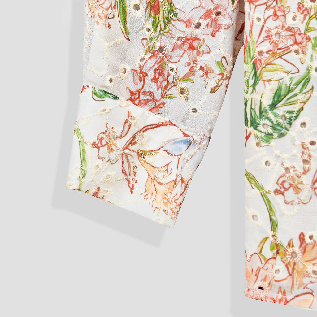 WZUA1020-Floral Eyelet Two-Piece Shorts Set