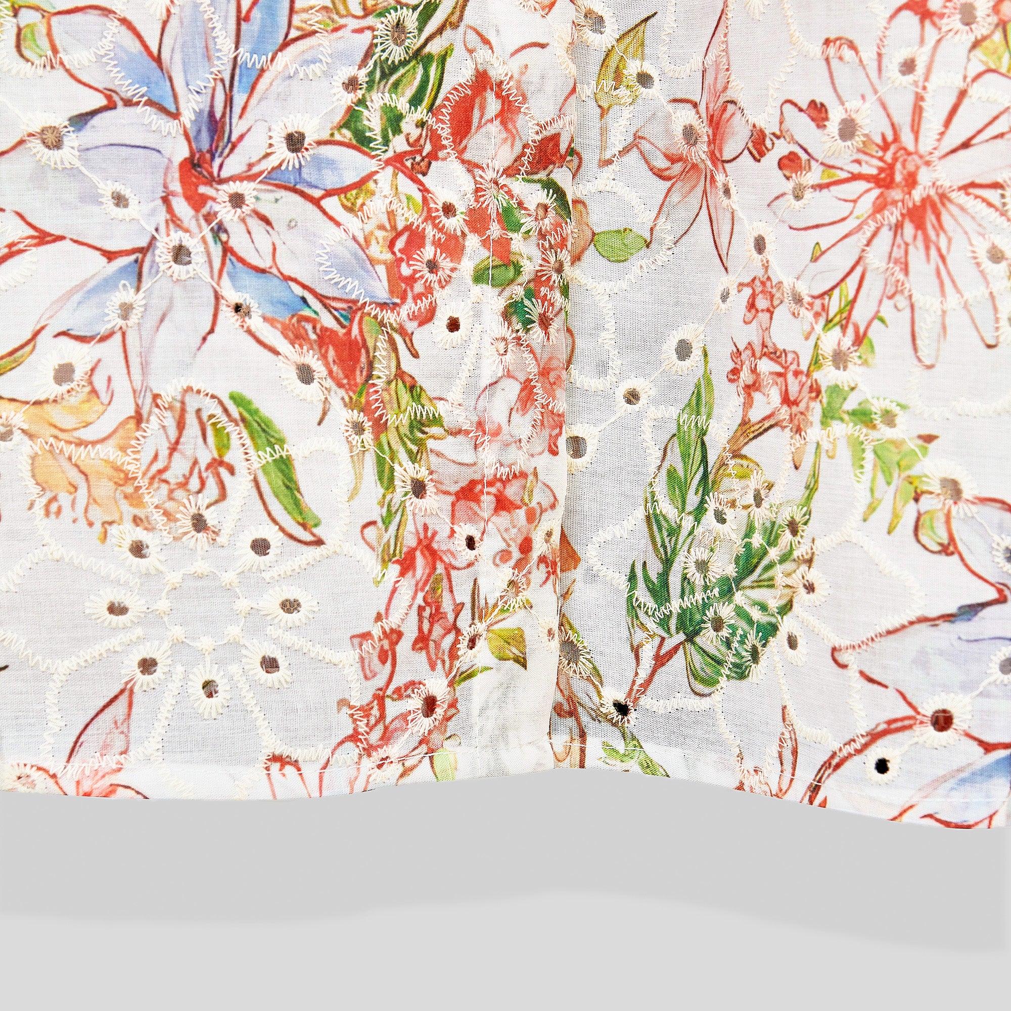 WZUA1020-Floral Eyelet Two-Piece Shorts Set
