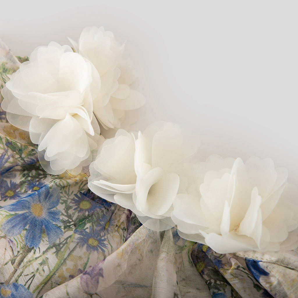 WZUA1081-Sheer Floral Blouse and Shorts Set