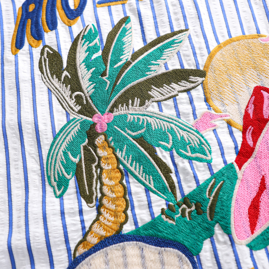 WZTA1101-Oversized Striped Button-Up Shirt