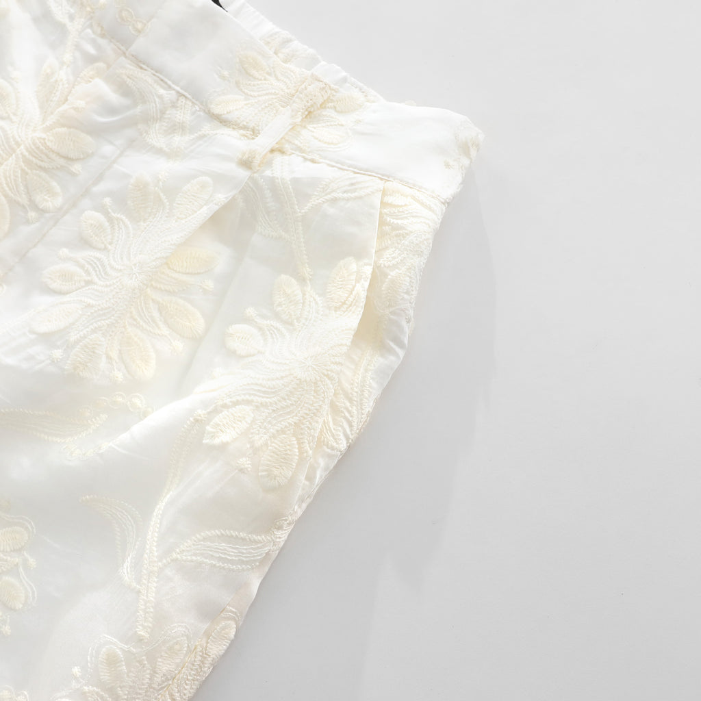 WZUA1036-Sheer Embroidered Lace Pants Set