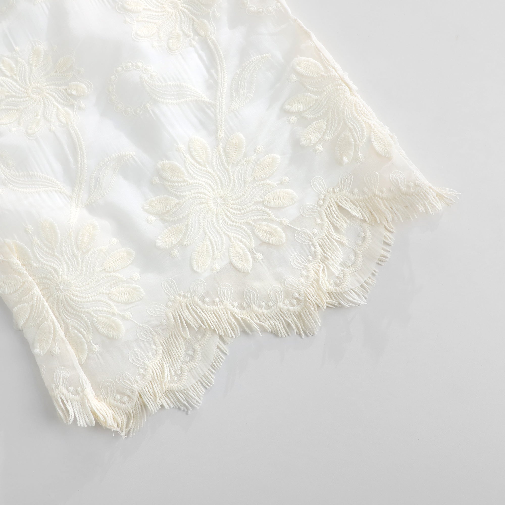 WZUA1036-Sheer Embroidered Lace Pants Set