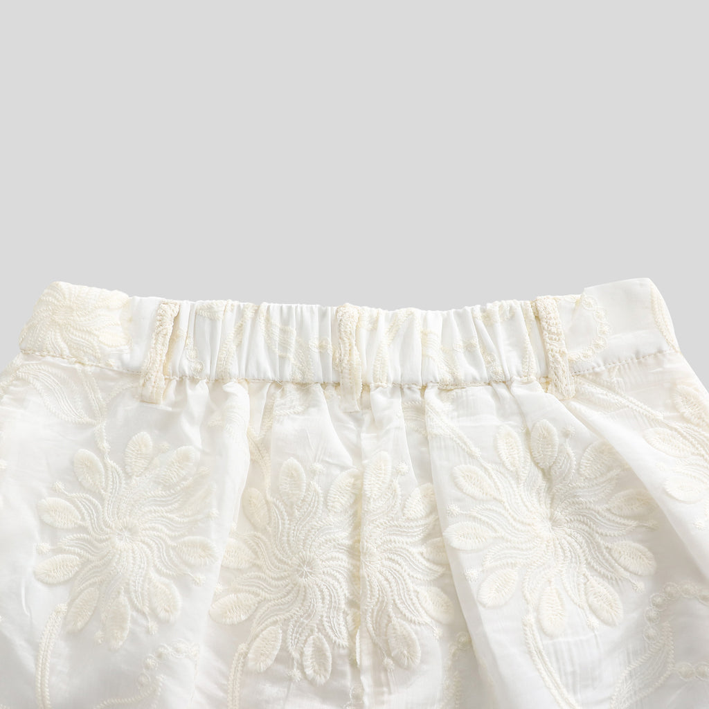 WZUA1036-Sheer Embroidered Lace Pants Set