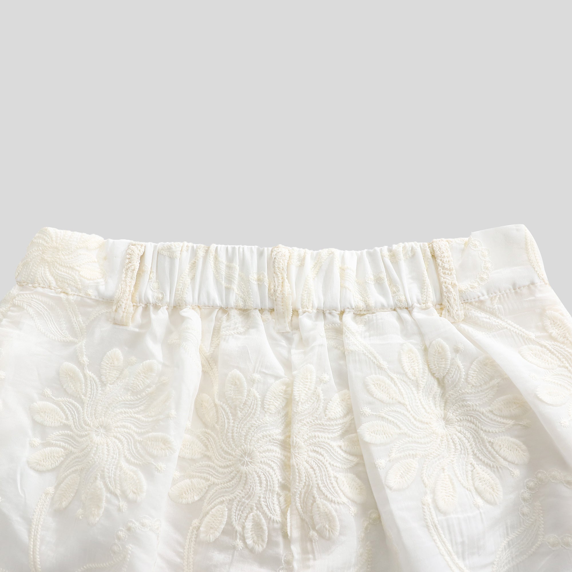 WZUA1036-Sheer Embroidered Lace Pants Set